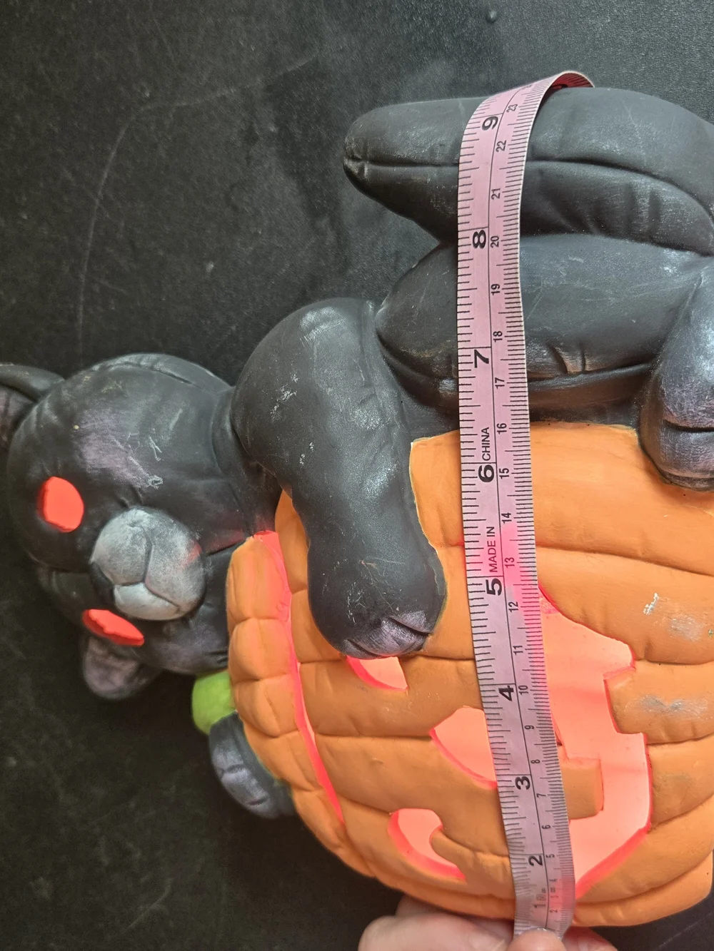 Vintage Black Cat Jack O Lantern Light Up Ceramic Halloween Pumpkin 80s 90s